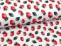Mobile Preview: Baumwolljersey Kleine Süße Erdbeeren auf Weiß